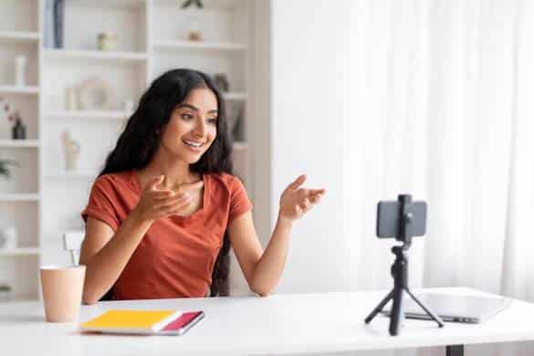 Digital marketer creating short-form video content for social media marketing
