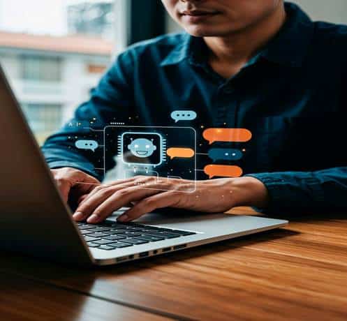 AI chatbot assisting customers through live chat feature on a business website