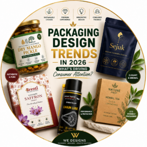 Packaging Design Trends in 2026 featuring premium product packaging examples by We Designs