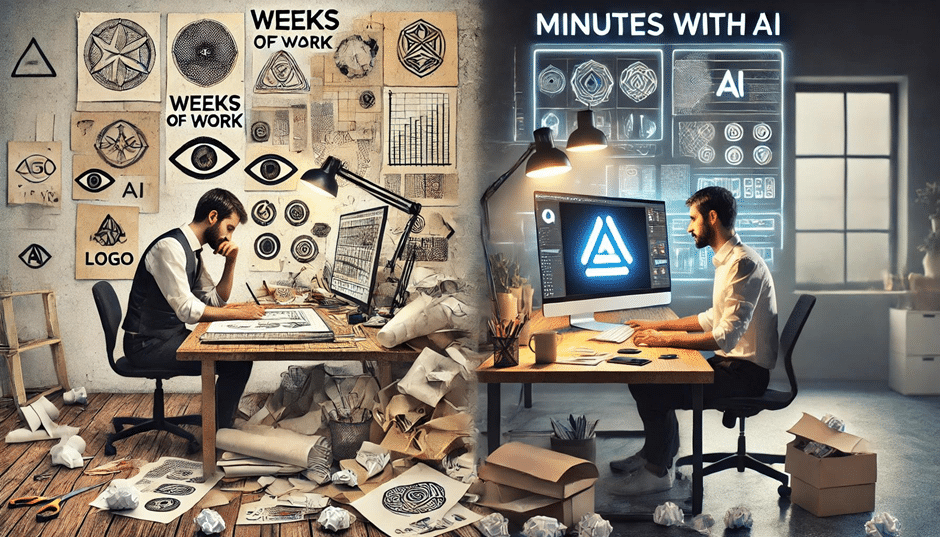 AI logo design compared with professional logo design for startups.